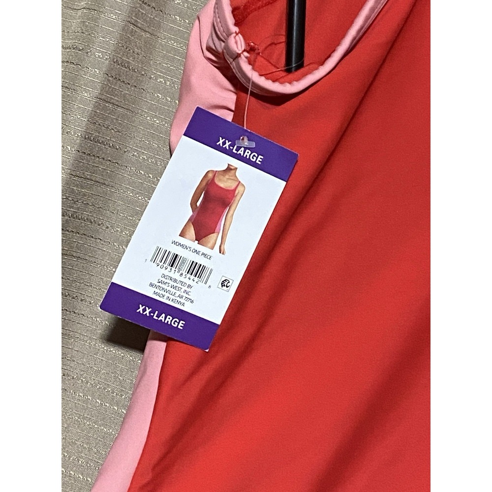 Lands End Womens One Piece Swimsuit‎ Red Pink Colorblock XXL 20 New With Tags